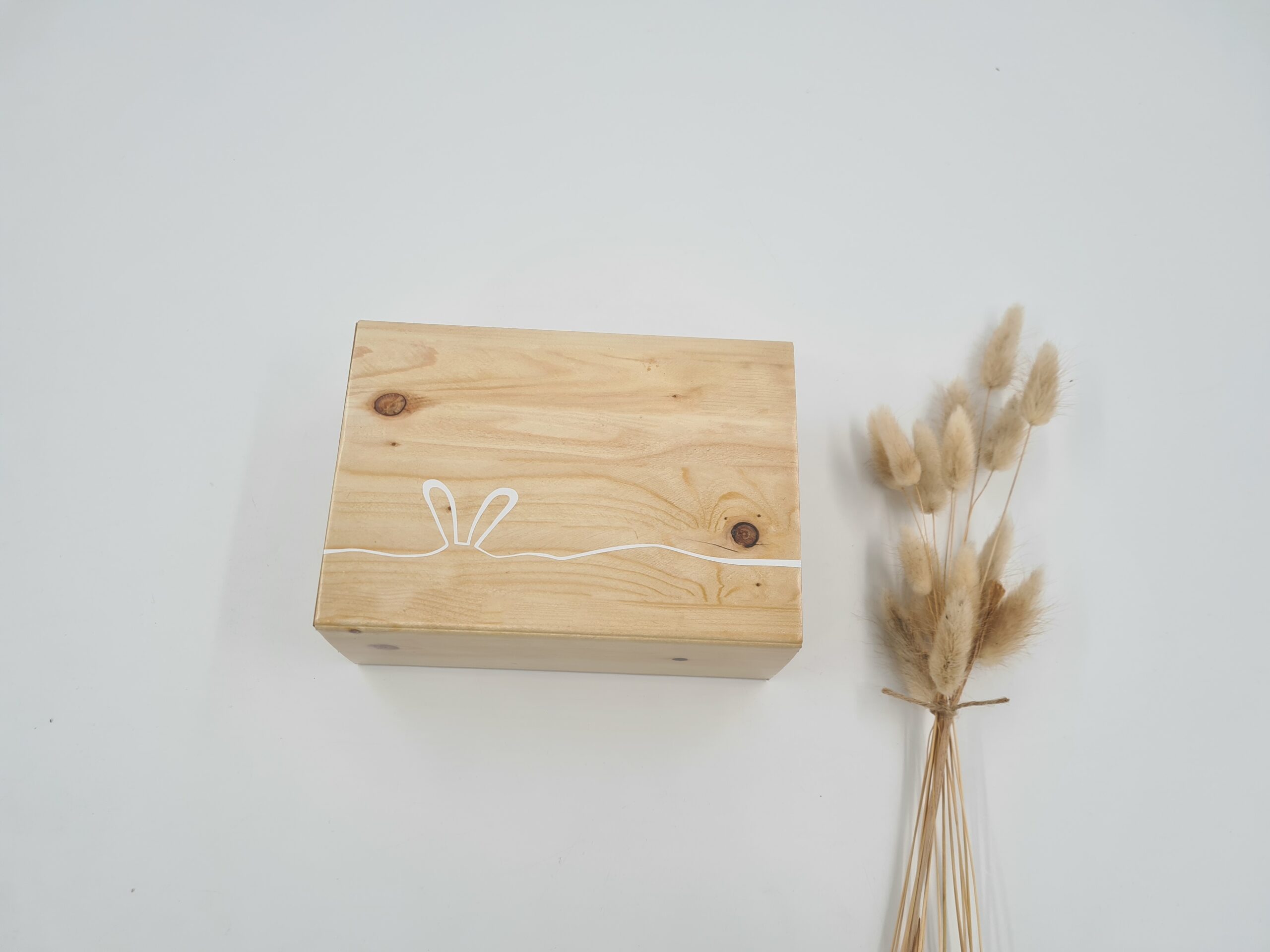 Geschenksverpackung Holzoptik Hasenohren 18,5x13x7 cm